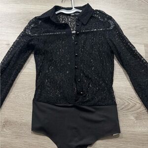 Zara Black Sheer Lace Bodysuit